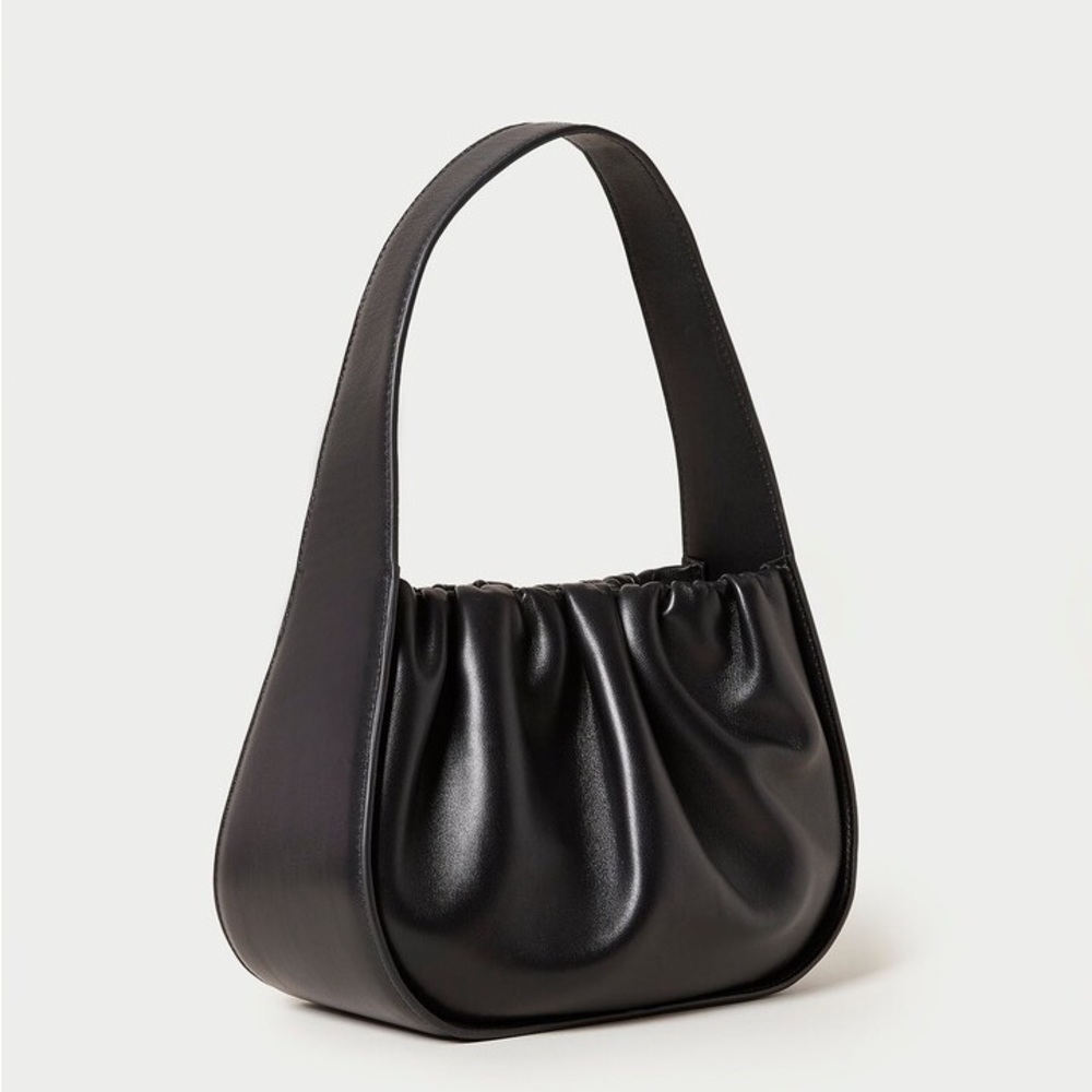 EUC Loeffler Randall Aris Gathered Ruched Petite Shoulder Bag Black Leather - Picture 2 of 15
